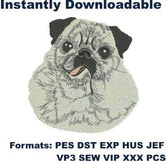 Pug Dog Embroidery Design