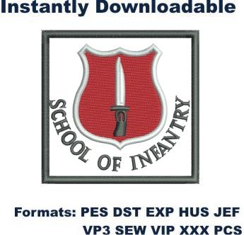 School Of Infantry logo embroidery design
