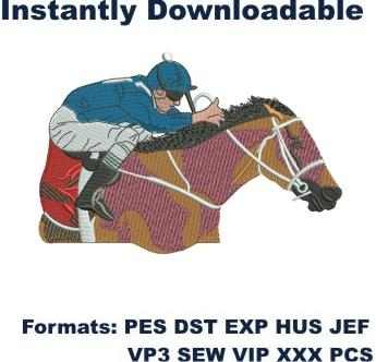 Horse Racing Embroidery Design