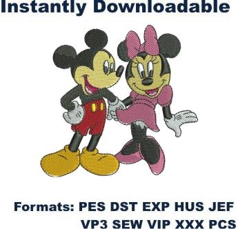Mickey And Minnie Mouse Embroidery Design