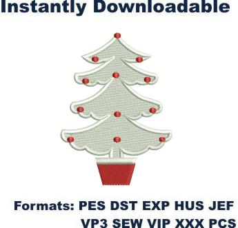 White Christmas Tree Embroidery Designs