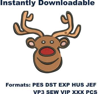 Christmas Reindeer Face Embroidery Designs