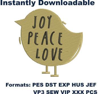 Joy Peace Love Embroidery Designs