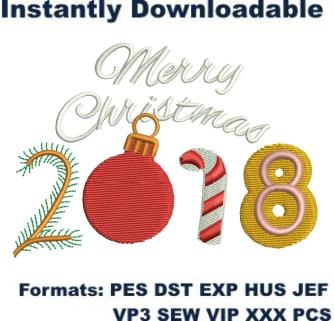 Merry Christmas 2018 Embroidery Designs