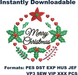 Christmas Flower And Wreath Embroidery Designs