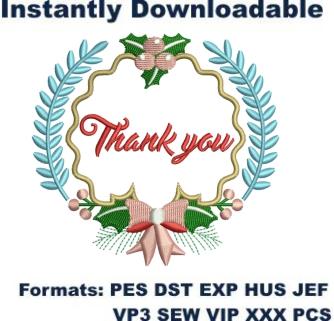 Christmas Thank You Card Embroidery Designs