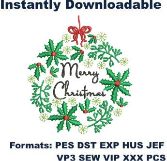 Merry Christmas Wreath Embroidery Designs