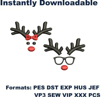 Reindeer Face Embroidery Designs