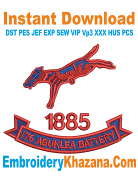 176 Abu Klea Battery Logo Embroidery Design, Battery Royal Artillery Embroidery Files Instant Download