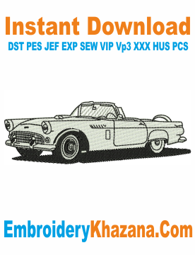 1955 Thunderbird Car Embroidery Design, 1955 Ford Thunderbird Embroidery Files Instant Download