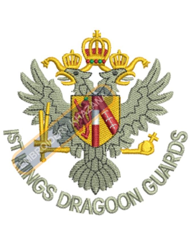 1st Kings Dragoon Guards Silk Blazer Badge Embroidery Design