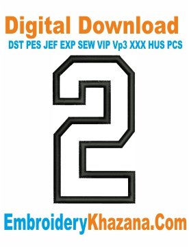 Applique Number 2 Embroidery Design