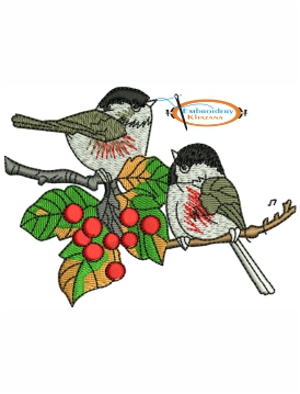 Two Sparrow Embroidery Design