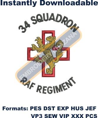 34 Sqn RAF Regiment embroidery design