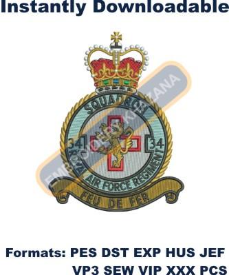 34 Squadron RAF Regiment embroidery design