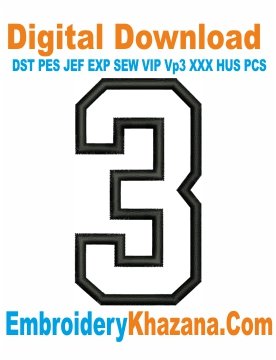 Applique Number 3 Embroidery Design