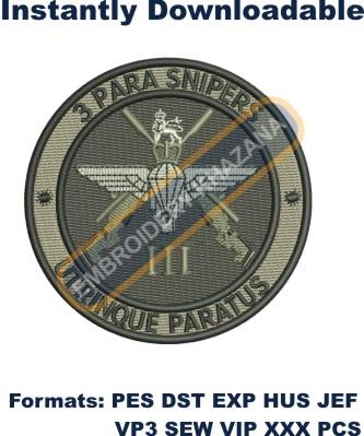 3 Para Snipers crest embroidery design