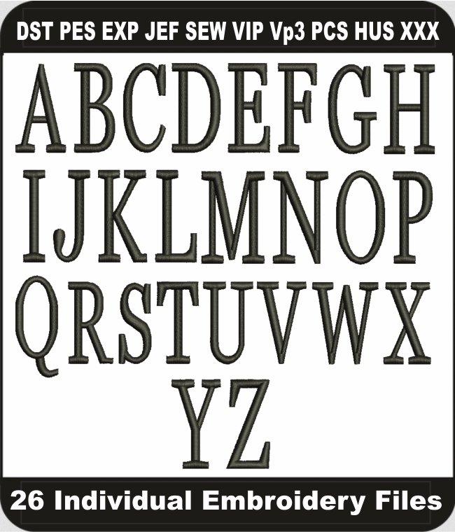 3D Puff Alphabet Embroidery Designs