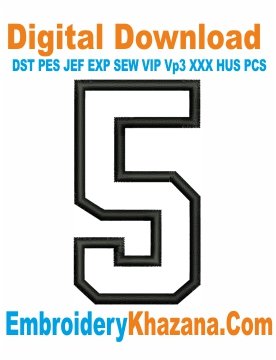Applique Number 5 Embroidery Design