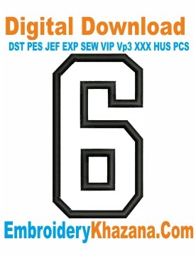 Applique Number 6 Embroidery Design