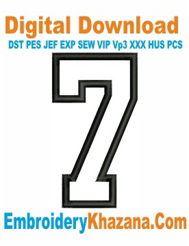 Applique Number 7 Embroidery Design