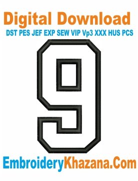 Applique Number 9 Embroidery Design