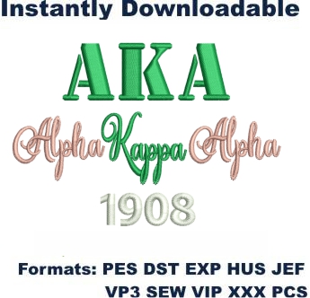Alpha Kappa Alpha 1908 Logo Embroidery Design