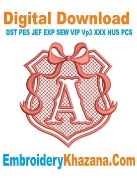 Embossed Monogram A Embroidery Design
