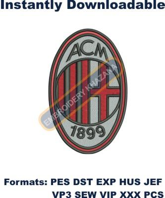 Ac Milan Fc Logo Embroidery Design