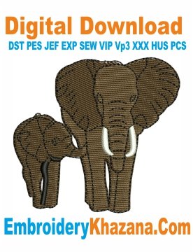 African Elephant Embroidery Design