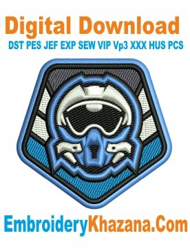 Air Force Gaming Helmet Logo Embroidery Design