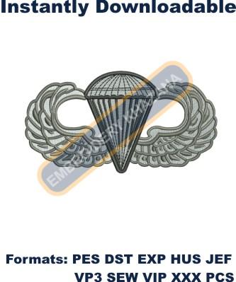 Airborne Jump Wings embroidery design