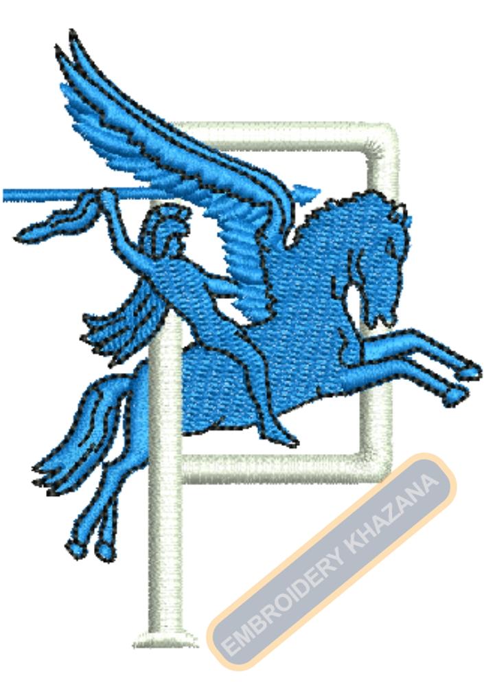 Airborne Pegasus Stickers Embroidery Design