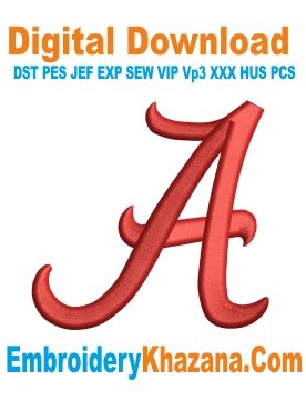 Alabama A 3D Puffy Logo Embroidery Design