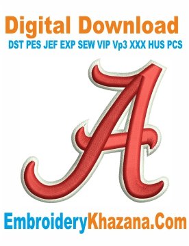 Alabama A 3D Puffy Outline Logo Embroidery Design