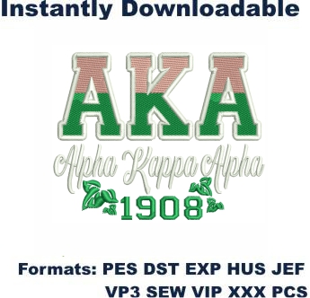 Alpha Kappa Alpha With Ivy Leaf Embroidery Design