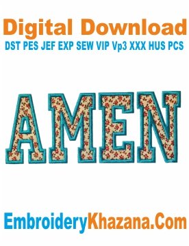 Amen Applique Embroidery Design