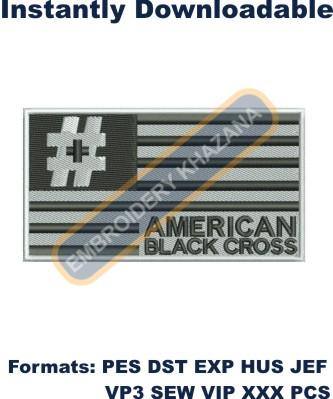 American Black Cross embroidery designs