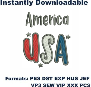 America USA Logo Embroidery Design