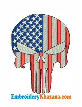 American Distressed Flag Punisher Embroidery Design