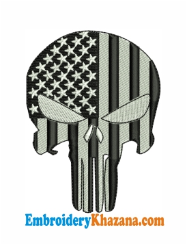 American Punisher Flag Embroidery Design