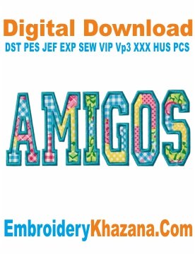 Amigos Outline Embroidery Design