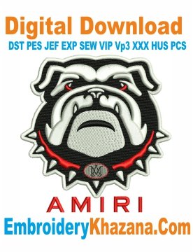 Amiri Bulldog Logo Embroidery Design