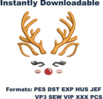 Cute Reindeer Face Embroidery Designs 