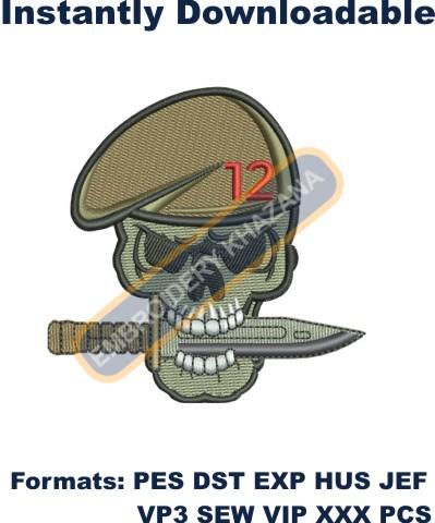 Army Skull Embroidery Design