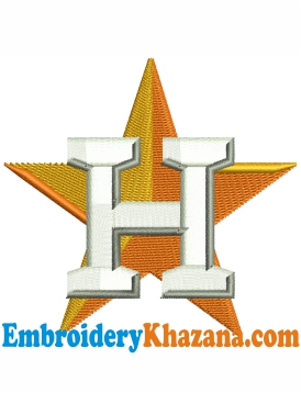 Astros H Star Logo Embroidery Design