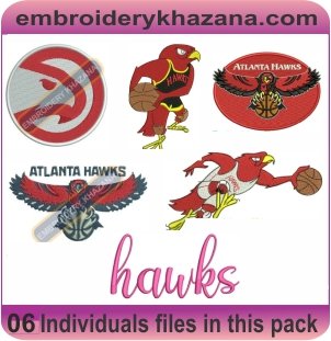 Atlanta Hawks Logo Embroidery Designs Bundle