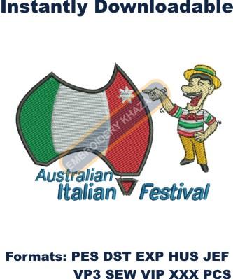 Australian Italian Festival Logo Embroidery Design