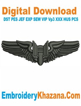 Aviator Wings Embroidery Design
