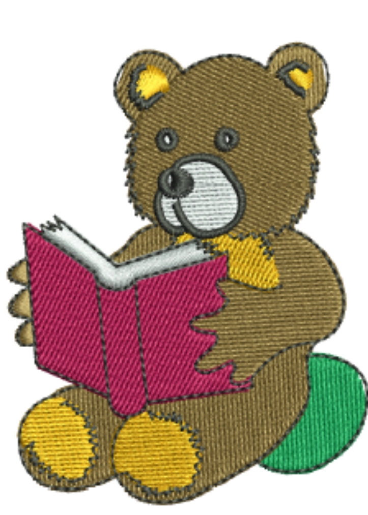 Teddy Bear Redding Book Embroidery Design